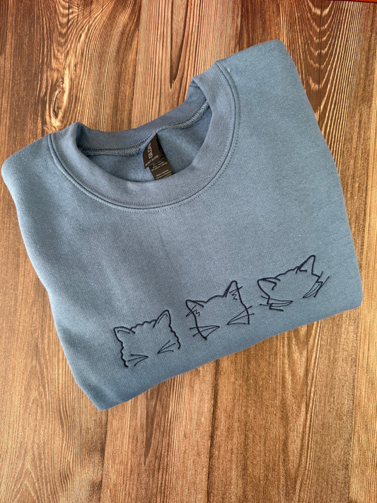 Embroidered Cat Sweatshirt