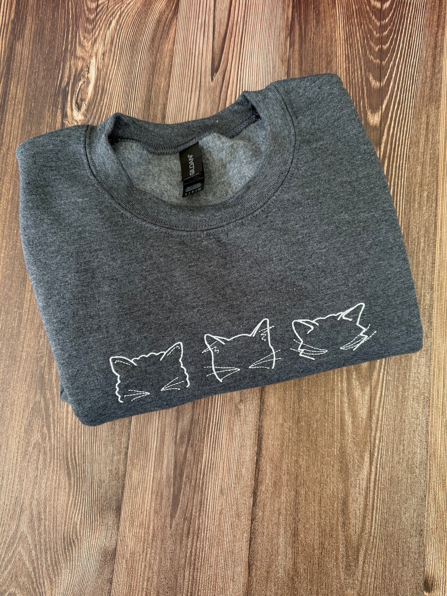 Embroidered Cat Sweatshirt