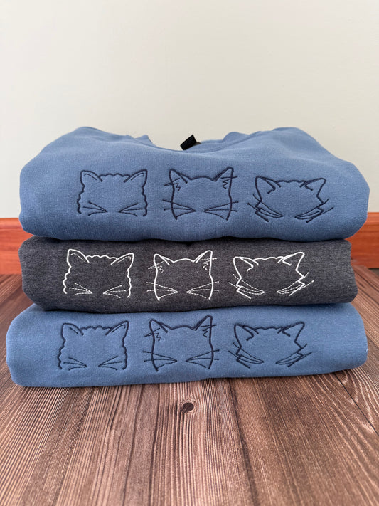 Embroidered Cat Sweatshirt